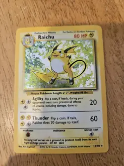 Pokémon TCG Raichu 14/102 Base Set 1999 Vintage Holo Rare Card HP - Image 8