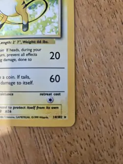 Pokémon TCG Raichu 14/102 Base Set 1999 Vintage Holo Rare Card HP - Image 9