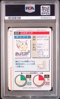 Pokemon Card Japanese【Pikachu】PSA9 No.025 Non Holo Carddass Vending Bandai Green - Image 12