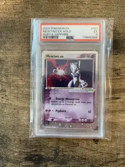 2003 Pokemon Ruby & Sapphire Mewtwo EX PSA 5 - Image 1