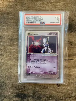2003 Pokemon Ruby & Sapphire Mewtwo EX PSA 5 - Image 3