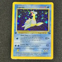 1999 Pokemon 1st ED LAPRAS 10/62 HOLO BLEED Misprint ERROR Fossil Set Card MINT+ - Image 15