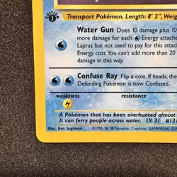 1999 Pokemon 1st ED LAPRAS 10/62 HOLO BLEED Misprint ERROR Fossil Set Card MINT+ - Image 7