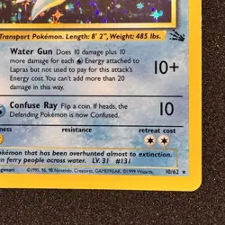 1999 Pokemon 1st ED LAPRAS 10/62 HOLO BLEED Misprint ERROR Fossil Set Card MINT+ - Image 8