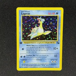 1999 Pokemon 1st ED LAPRAS 10/62 HOLO BLEED Misprint ERROR Fossil Set Card MINT+ - Image 9