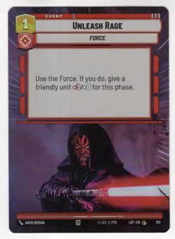 Star Wars Unlimited LotF Hyperspace Foil Card LOF913 Unleash Rage - Image 1