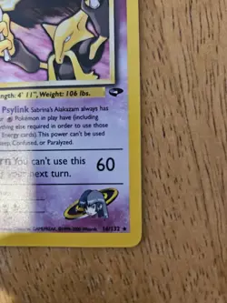 Pokemon Alakazam Card Sabrina's Gym Challenge 16/132 Holo Rare WOTC Original - Image 3