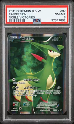 Pokemon Card Virizion Black White Noble Victories 97/101 Full Art PSA 8 - Image 3