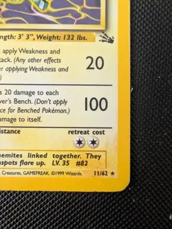 Magneton 11/62 Holo Rare Fossil Set Pokemon Card WOTC Vintage 1999 - Image 5