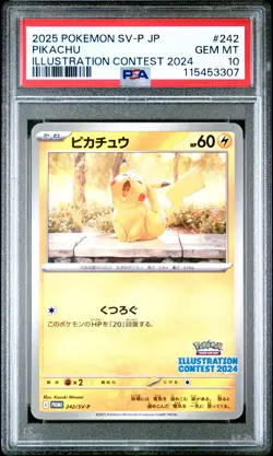 PSA 10 Pikachu 242/SV-P Illustration Contest 2024 Promo Pokemon Card JPN #307 - Image 1