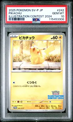 PSA 10 Pikachu 242/SV-P Illustration Contest 2024 Promo Pokemon Card JPN #306 - Image 1