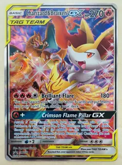 Charizard & Braixen GX SM230 - Tag Team Black Star Promo - Pokemon TCG Card NM - Image 1