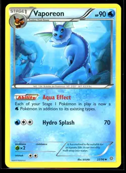 2015 XY - Ancient Origins Vaporeon Stage 1/Uncommon #22 Pokemon Card - Image 3