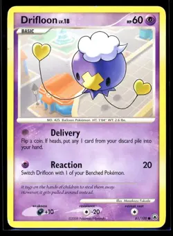 2008 Diamond & Pearl - Majestic Dawn Drifloon #61 Non Holo Pokemon Card - Image 1