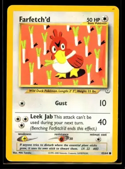 2001 Neo - Revelation Farfetch’d #43 Non Holo Pokemon Card - Image 3