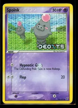 2005 EX Deoxys Spoink Reverse Holo Stamped #76 Pokemon Card - Image 3