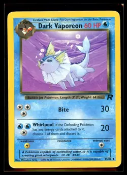 2000 Classic - Team Rocket Dark Vaporeon #45 Non Holo Pokemon Card - Image 3