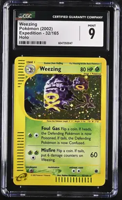 CGC 9 MINT Weezing 2002 Expedition 32/165 Holo Pokemon Card psa - Image 1