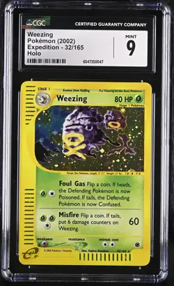 CGC 9 MINT Weezing 2002 Expedition 32/165 Holo Pokemon Card psa - Image 3