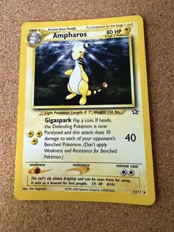 Pokemon TCG Ampharos Neo Genesis Holo Rare 1/111 WOTC 2000 NM Clean Card! - Image 1