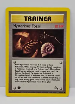 Pokemon 1999 Mysterious Fossil Trainer Card 1st Edition Fossil Set 62/62 Common - Image 1