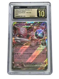 Team Rockets Mewtwo ex Pokemon Destined Rivals 2025 Holo 081/182 CGC 10-PSA BGS - Image 1