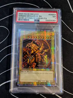PSA 7 MINT The Winged Dragon of Ra LC01-EN003 QSCE Attribute Error Holo 25th Ann - Image 2