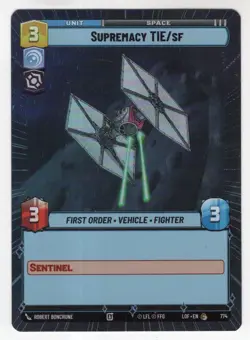 Star Wars Unlimited LotF Hyperspace Foil Card LOF774 Supremacy Tie/sf - Image 1