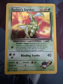Rocket's Scyther 013/132 Gym Heroes Unlimited Edition Holo Pokemon Card -Used  - Image 1