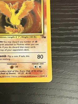 Pokemon TCG Moltres 12/62 Fossil Set Holo Rare Card Vintage WOTC 1999 MP - Image 5