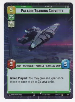 Star Wars Unlimited LotF Hyperspace Foil Card LOF839 Paladin Training Corvette - Image 1