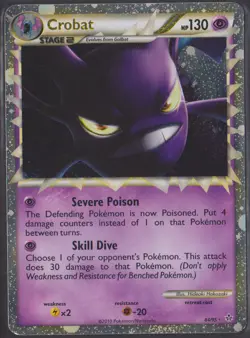 Crobat 84/95 Unleashed Prime Holo Rare Pokemon 2010 - Image 1