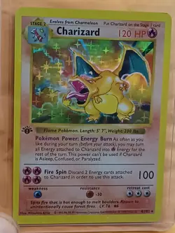 Affordable 1999 Pokemon Base Set Shadowless 1st Ed Holo Charizard #4/102 FAN ART - Image 2