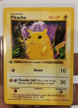 Pokemon Pikachu 1st Edition Base Set (Shadowless) Yellow Cheeks 58/102 - Image 1