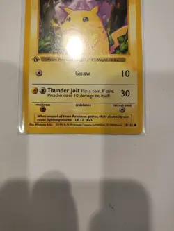 Pokemon Pikachu 1st Edition Base Set (Shadowless) Yellow Cheeks 58/102 - Image 3