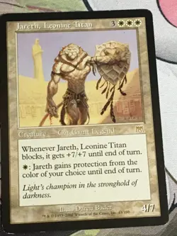 C4861 MAGIC MTG ONSLAUGHT JARETH, LEONINE TITAN #43 RARE MP - Image 1