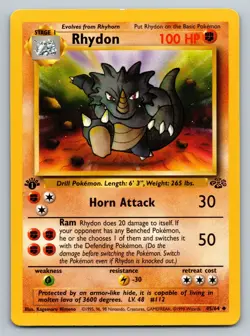 LP 1st Edition Rhydon - Jungle 45/64 -Uncommon - Pokemon TCG WoTC - Image 1