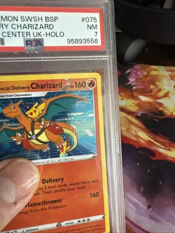 GALAXY SWIRL PSA 7 Special Delivery Charizard SWSH075 Pokemon Center UK Promo - Image 2