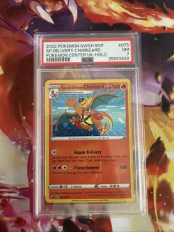GALAXY SWIRL PSA 7 Special Delivery Charizard SWSH075 Pokemon Center UK Promo - Image 4