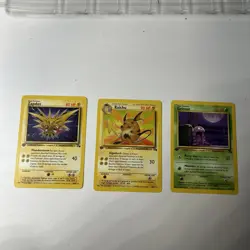 FIRST EDITION FOSSIL POKÉMON - Zapdos, Raichu, Grimer All Good Condition Non-Hol - Image 1