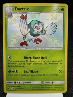 Dartrix SV3/SV94 - Shiny Holo Rare - S&M Hidden Fates Pokemon Card MINT - Image 3