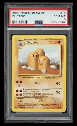 1999 Pokemon Base Set Dugtrio 19 PSA Graded 10 GEM MINT - 19/102 - Image 1
