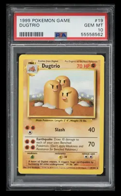 1999 Pokemon Base Set Dugtrio 19 PSA Graded 10 GEM MINT - 19/102 - Image 3