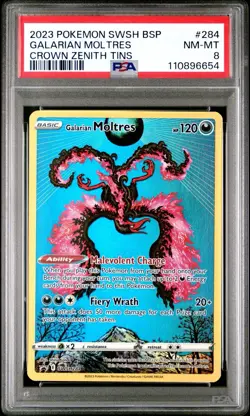 PSA 8 NM-MT Galarian Moltres SWSH284 Crown Zenith Tin Promo Pokemon Card - Image 4