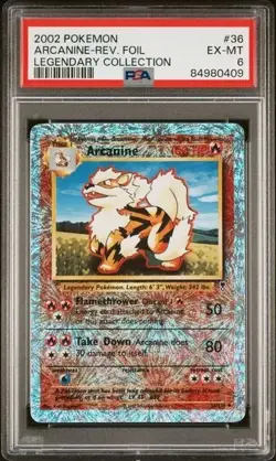 N | 2002 TCG Pokemon Legendary Collection Arcanine Reverse Foil #36 PSA 6 EX-MT - Image 1