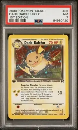 N | 2000 TCG Pokemon Team Rocket | Dark Raichu 1st Edition Foil #83 | PSA 7 NM - Image 1