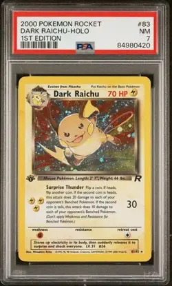 N | 2000 TCG Pokemon Team Rocket | Dark Raichu 1st Edition Foil #83 | PSA 7 NM - Image 3