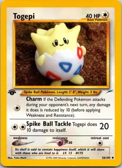 Togepi 56/105 1st Edition LP Neo Destiny Pokemon Card TCG - Image 1