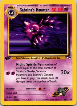 Sabrina's Haunter 58/132 1st Edition NM Gym Heroes Pokemon Card TCG - Image 1