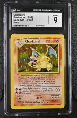 CGC 9 MINT Charizard 1999 Base Set 4/102 Holo Pokemon Card - Image 1